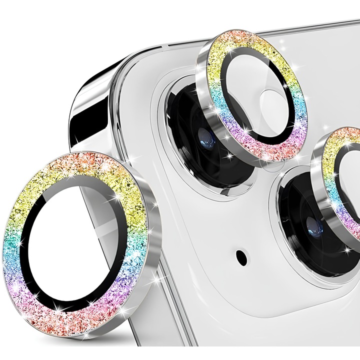 Защитен протектор за камерата за iPhone 11 / 12 / 12 Mini, защитно стъкло, алуминий, 2 броя, ултратънко, твърдост 9H, против надраскване, против пръстови отпечатъци, против удар, многоцветно