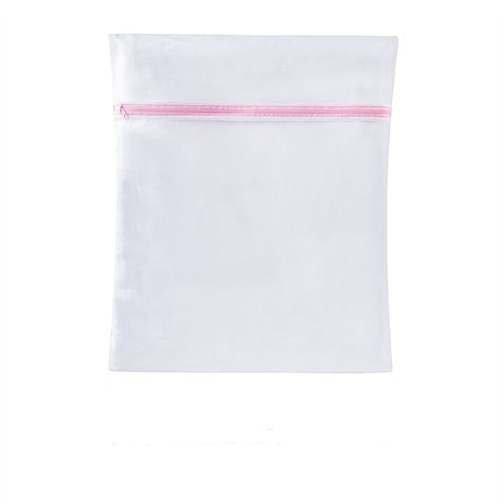 Sac spalare rufe, Textil, 50x60cm, Alb/Roz