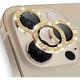 Folie Protectie Camera cu Sclipici pentru iPhone 15 Pro / 15 Pro Max, Sticla Securizata, Aluminiu, 3 bucati, Ultra Slim, Duritate 9H, Anti Zgarieturi, Anti Amprente, Anti Socuri, Auriu