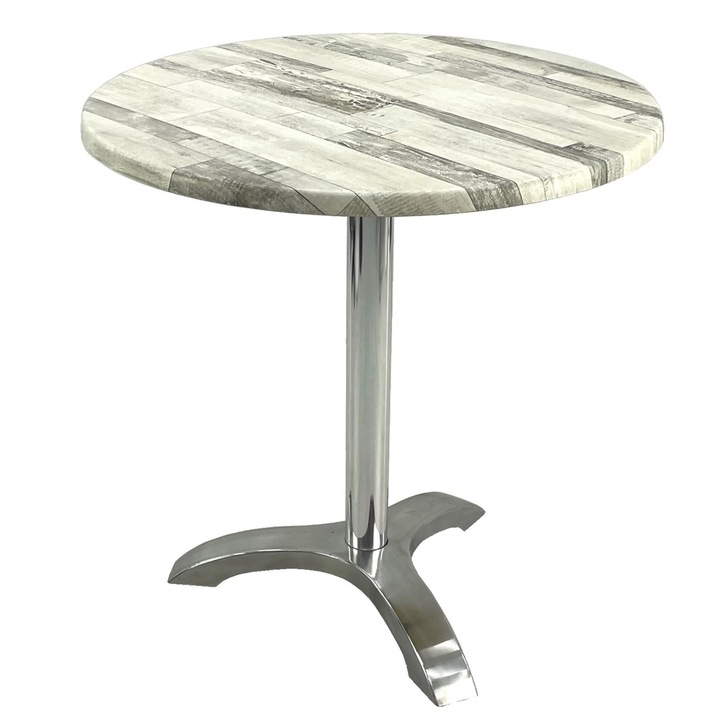 Masa rotunda bistro D70xh74cm Raki White Block, blat werzalit si picior aluminiu