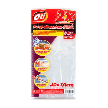 Pungi alimentare OTI Solid 010955 transparente, 3 kg, 40 x 30 cm Pungi alimentare OTI Solid 010955 transparente, 3 kg, 40 x 30 cm