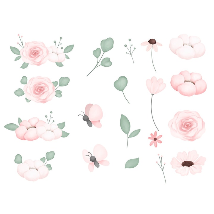 Sticker decorativ, Flori, Fluturi, 12378ST - eMAG.ro