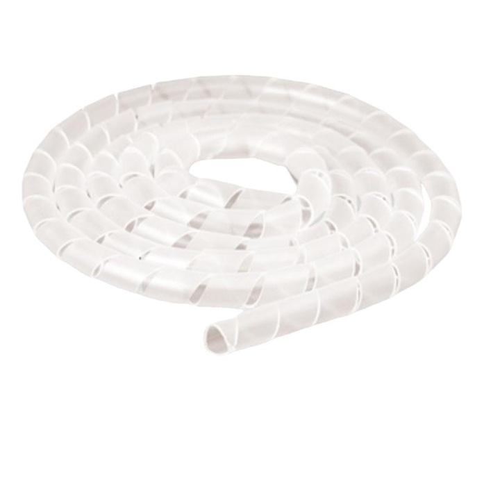 Organizator pentru cabluri, Trytyt, Model spirala, Polietilena, 10m, Alb