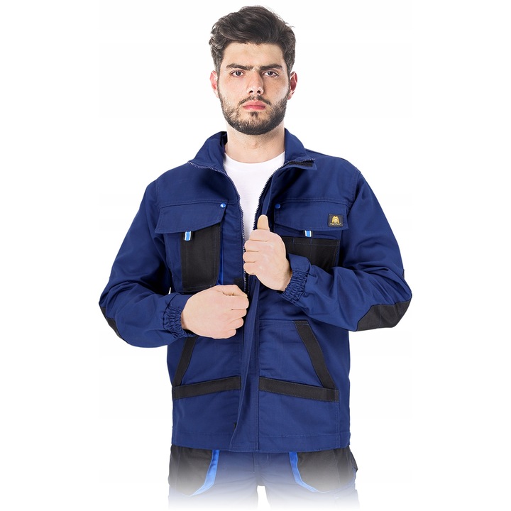 Jacheta de protectie, Ogrifox Poliester/Bumbac, Negru/Albastru, XL