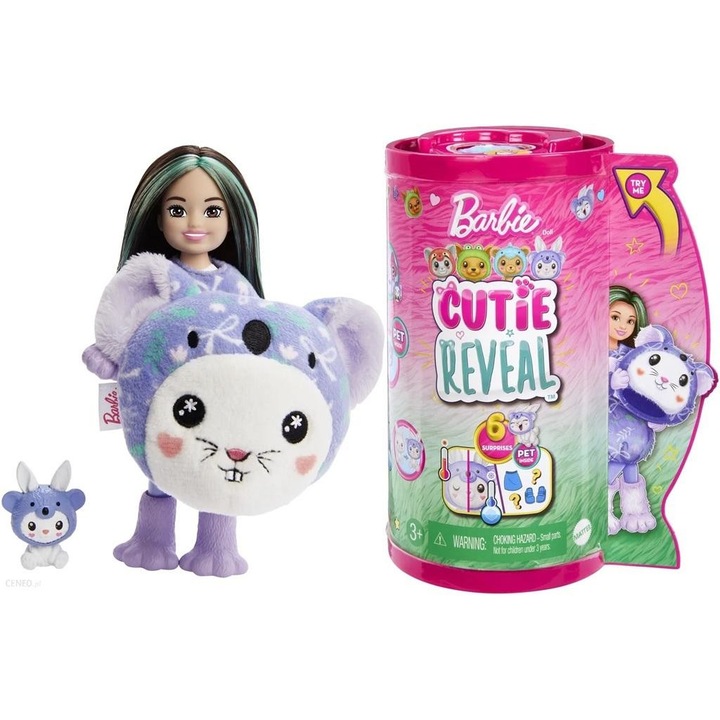 Papusa in costum de animalut, Barbie Color Reveal Chelsea Bunny-Koala, Multicolor