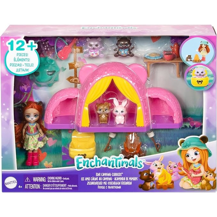 Комплект кукли с аксесоари за къмпинг Mattel Camping Enchantimals, Многоцветен