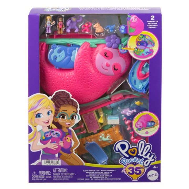 Игрален комплект Polly Pocket, Mattel, Tropical jungle, 2 кукли, Сгъваем, Многоцветен