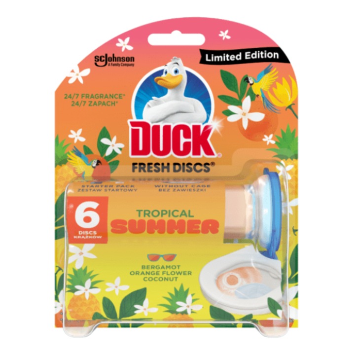 Odorizant toaleta, Duck, Fresh Discs Tropical Summer, 36 ml