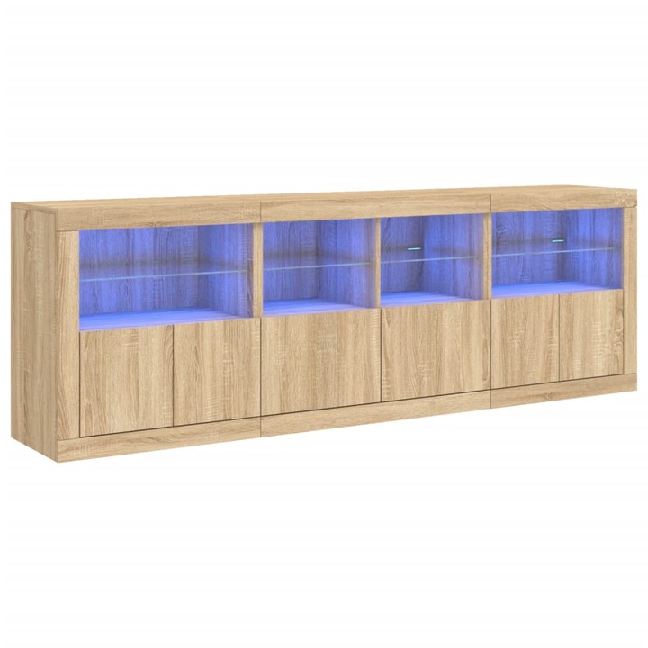VidaXL sonoma tölgy színű tálalószekrény LED-ekkel 202x37x67 cm (3209011)