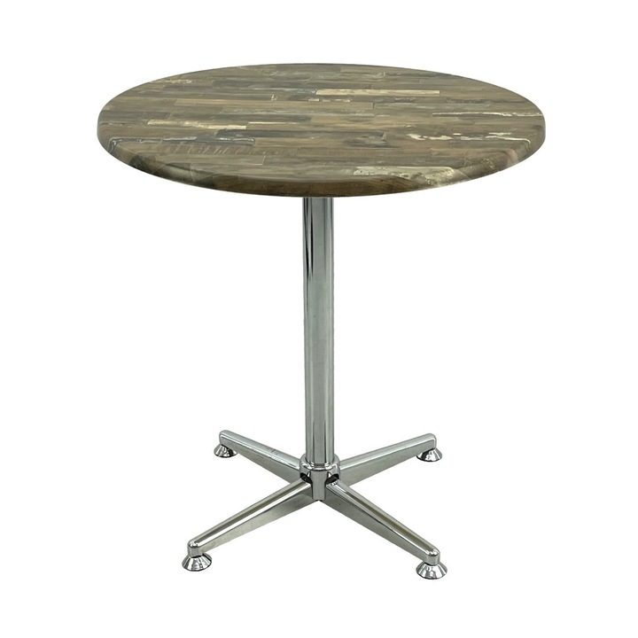 Masa rotunda bistro D70xh74cm, Raki Maracaibo, blat werzalit si picior metalic cromat