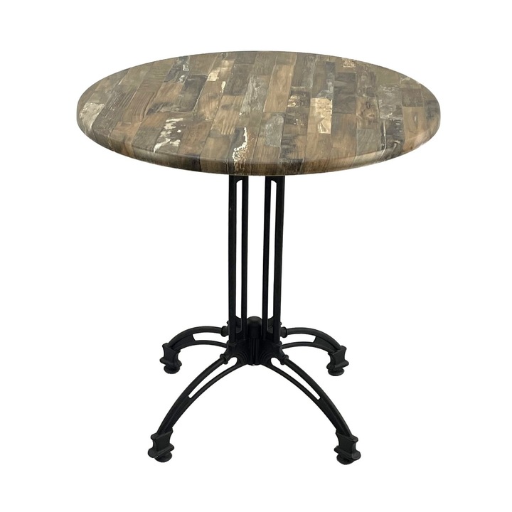 Masa rotunda bistro D70xh71cm, Raki Maracaibo, blat werzalit si baza retro din aluminiu