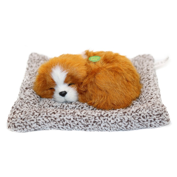 Decoratiune adorabila cu un catel care doarme, Sunete, 18x15x8cm, Multicolor