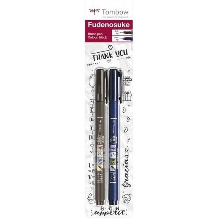 Комплект от 2 калиграфски химикалки, Tombow, черни, 191x80 мм
