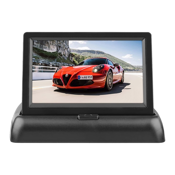 Autós monitor, Vaxiuja, ABS, LCD kijelző, 4,3 hüvelykes, fekete