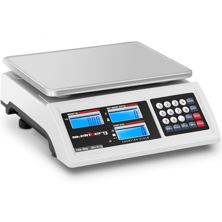 Cantar comercial de numarare, Steinberg Systems, ABS/Inox, LCD, RS232, 6000g/0.1g, Multicolor