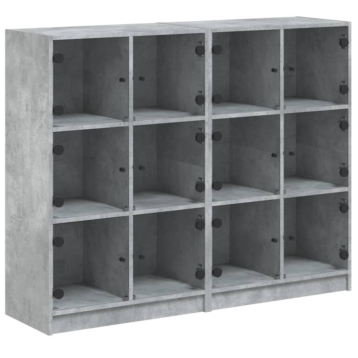 VidaXL betonszürke szerelt fa könyvespolc ajtókkal 136 x 37 x 109 cm 16.9 kg