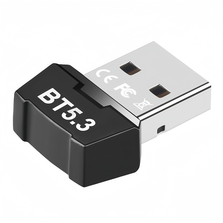 Безжичен адаптер, Bluetooth 5.3, донгъл, инсталация без драйвери, за PC лаптоп настолен компютър стерео музика\клавиатура\мишка, черен