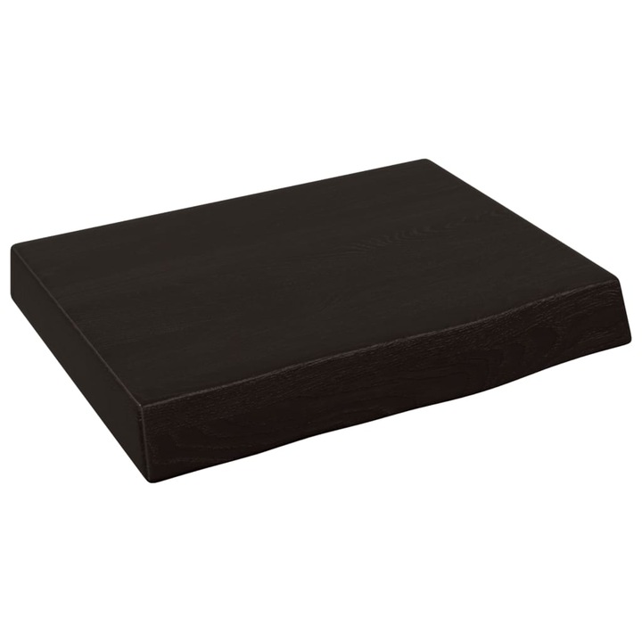 Sötétbarna kezelt tömör tölgyfa fali polc 40x30x(2-6) cm