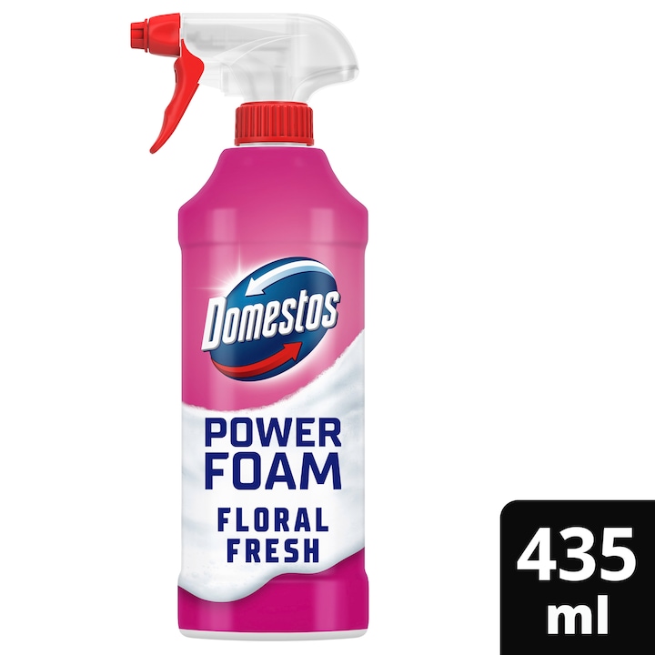 Пяна за почистване на тоалетна и баня Domestos Power Foam Floral Fresh, 435 мл