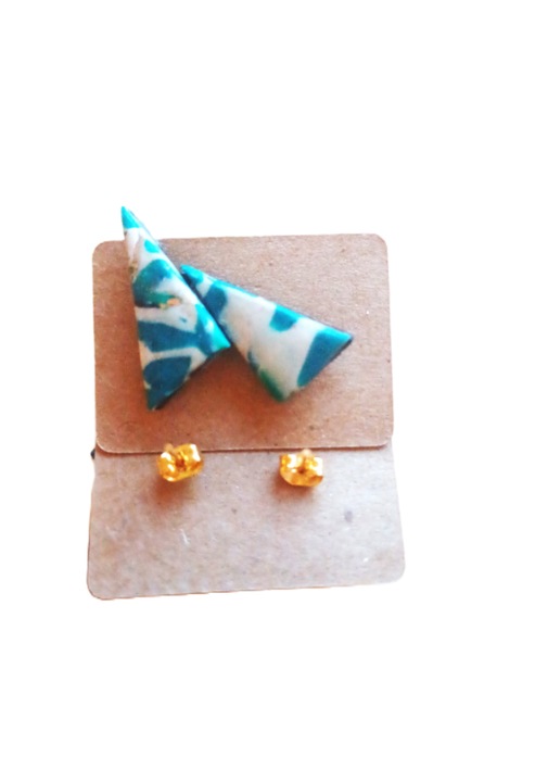 Cercei finuti, unicat din pasta polimer cu imprimeu