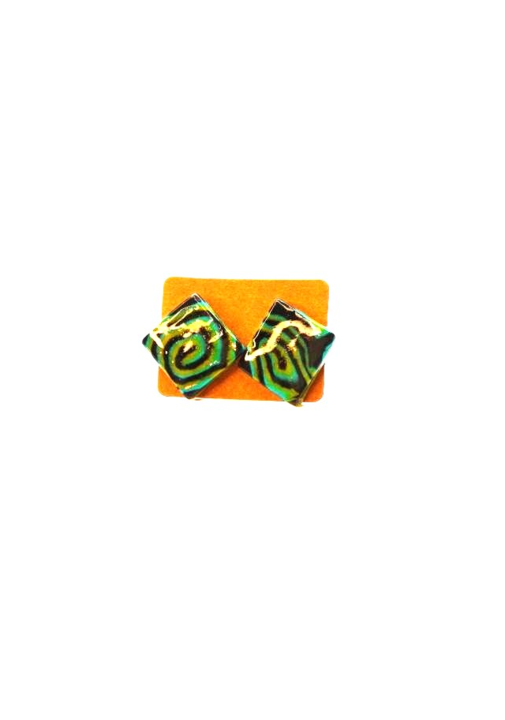 Cercei patrati, unicat din pasta polimer si metal