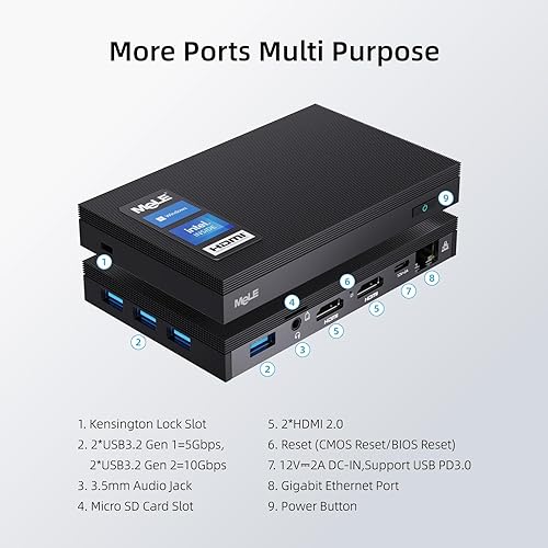 Mini PC MeLE Quieter3Q Fanless, Windows 11 Pro, Intel N5105, 8GB
