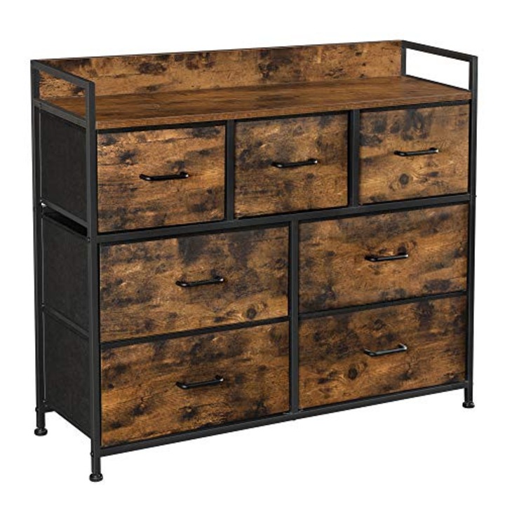 Скрин със 7 чекмеджета, Vasagle, 98 x 28,5 x 85, LTS137B01, Rustic Brown