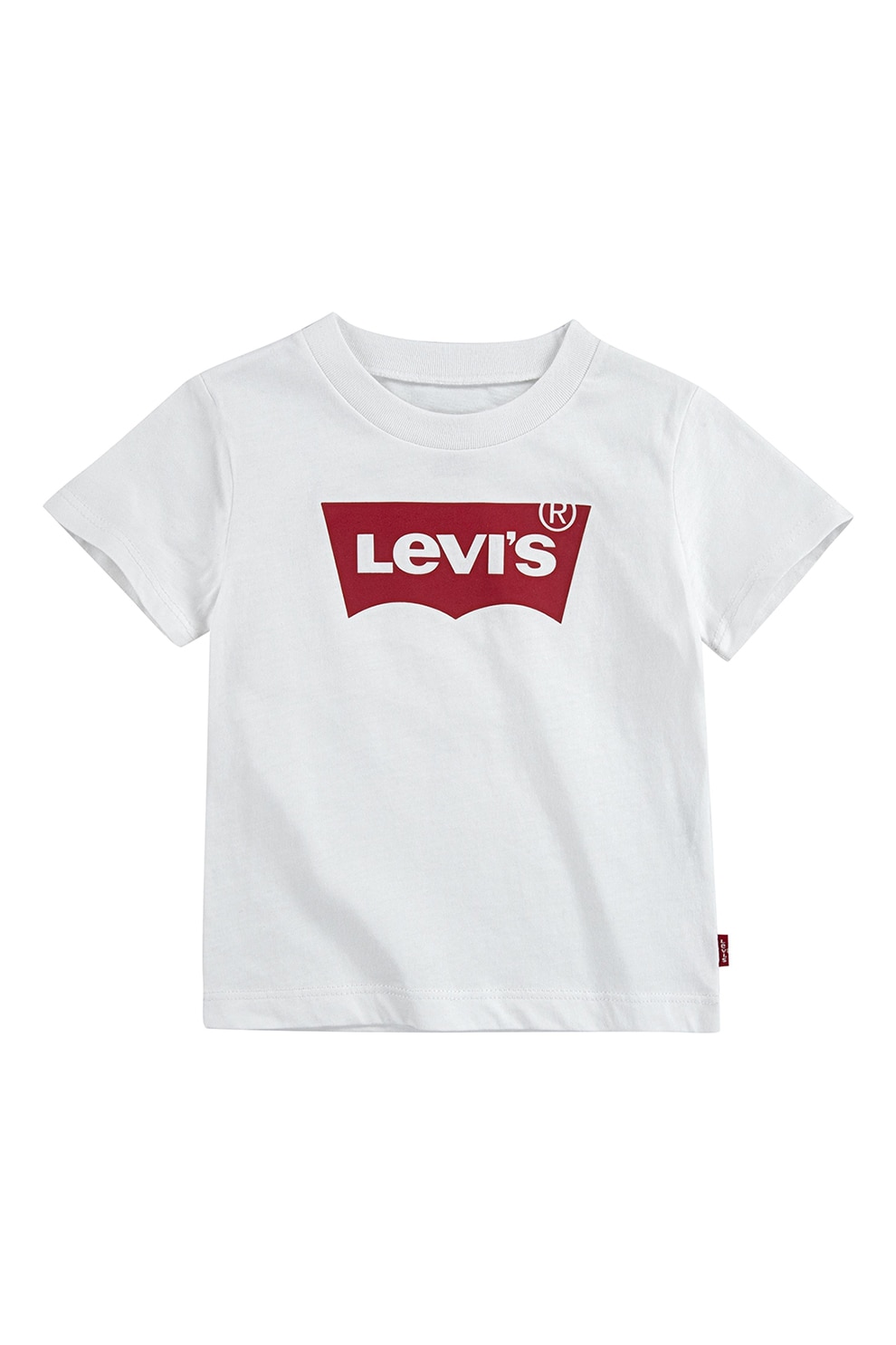 Levi's, Tricou de bumbac cu decolteu la baza gatului, Alb, Rosu inchis, 68 CM