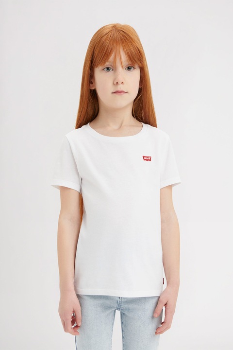 Levi's, Kerek nyakú póló denevérujjakkal és logóval, Piros/Fehér