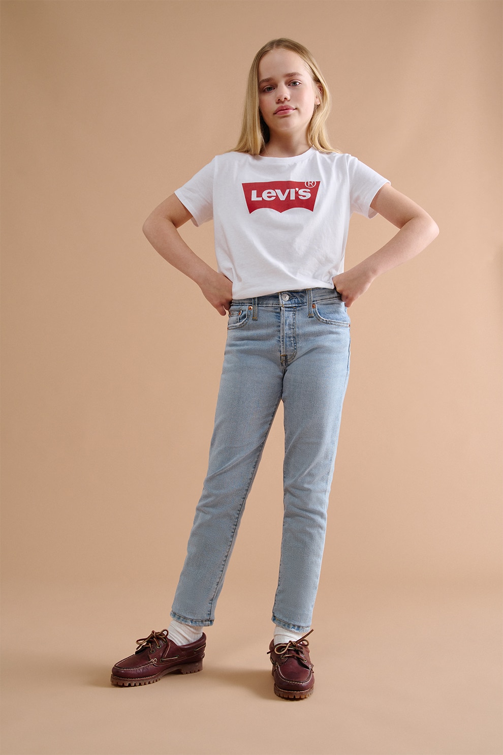 Levi's, Tricou din bumbac cu imprimeu logo Batwing, Rosu, Alb, 140 CM
