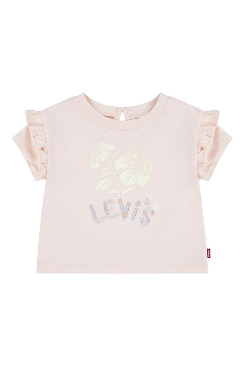 Levi's, Tricou de bumbac organic cu logo brodat, Crem