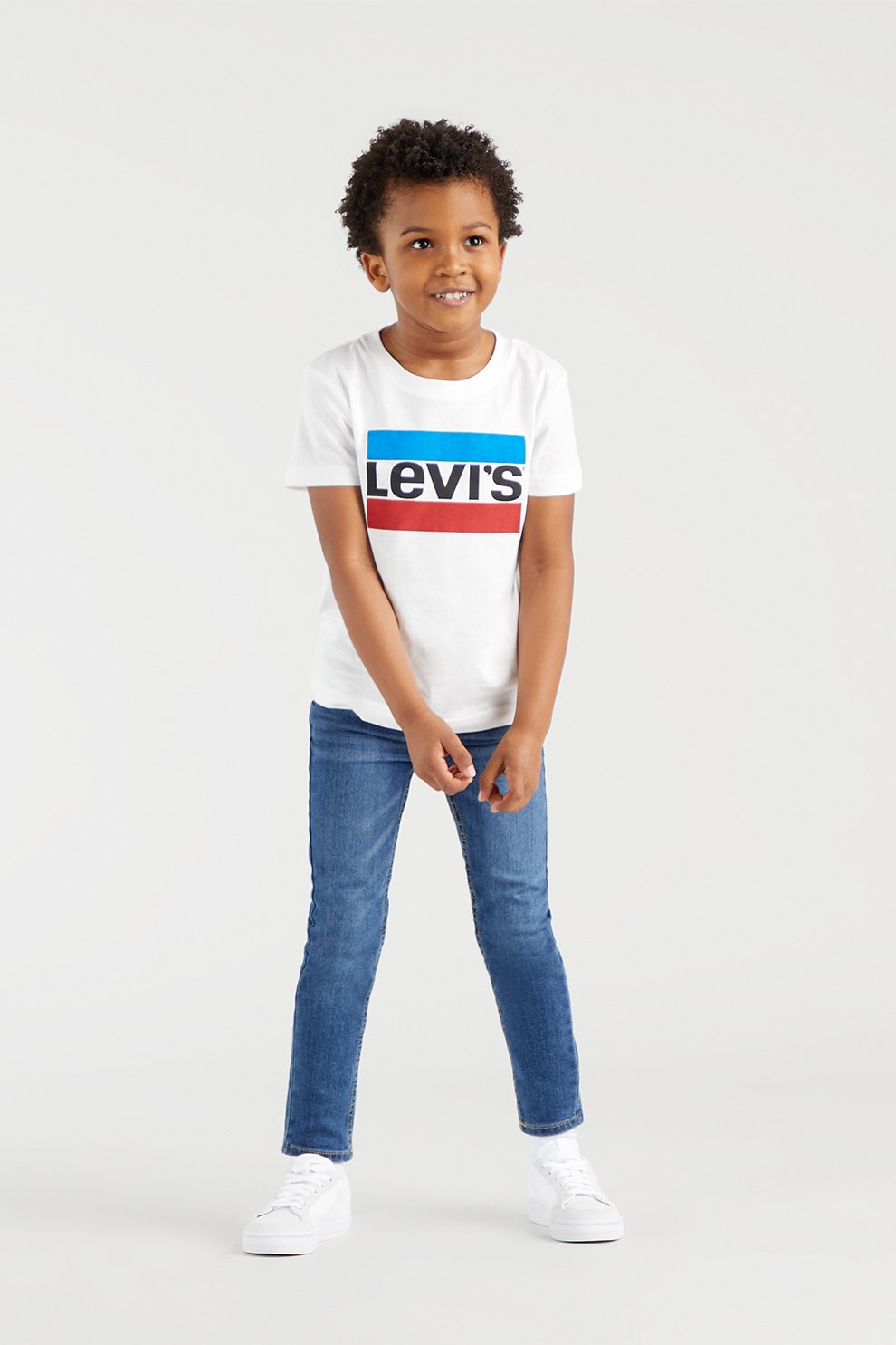 Levi's, Tricou cu imprimeu logo, Rosu, Alb, Albastru, 128 CM