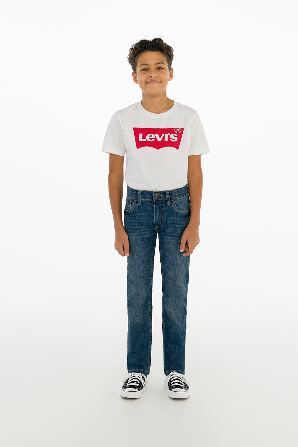 Levi's, Blugi drepti cu aspect decolorat, Albastru, 140 CM