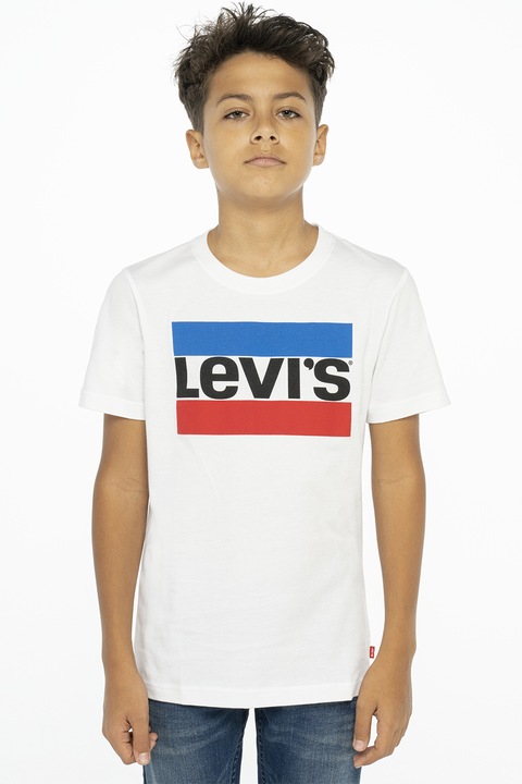 Levi's, Tricou cu imprimeu logo, Rosu/Alb/Albastru
