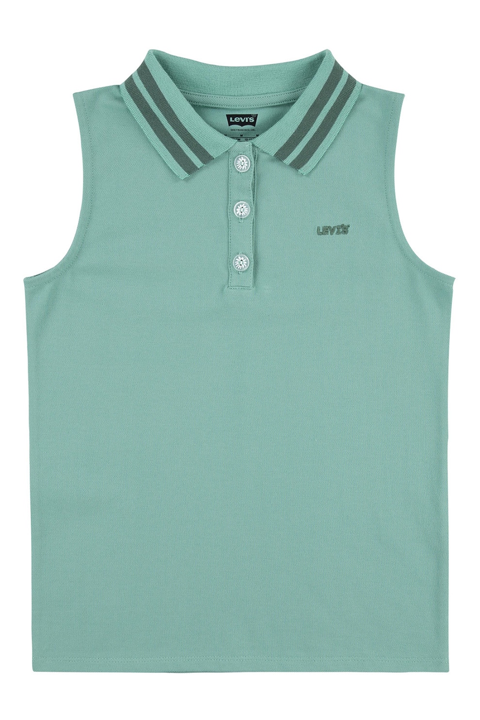 Levi's, Top polo cu fenta cu nasturi, Verde persan, 104 CM