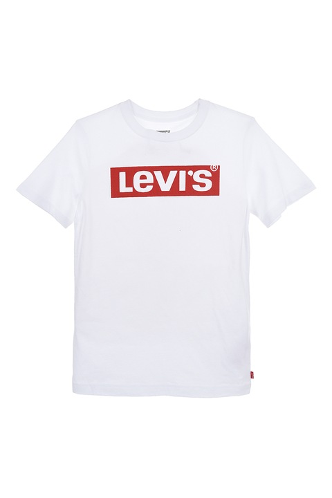 Levi's, Tricou cu decolteu la baza gatului si imprimeu logo, Rosu/Alb