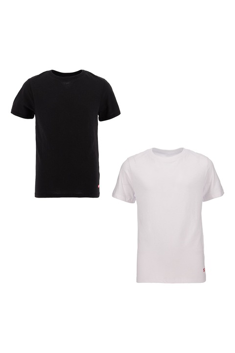 Levi's, Set de tricouri cu decolteu la baza gatului - 2 piese, Alb/Negru