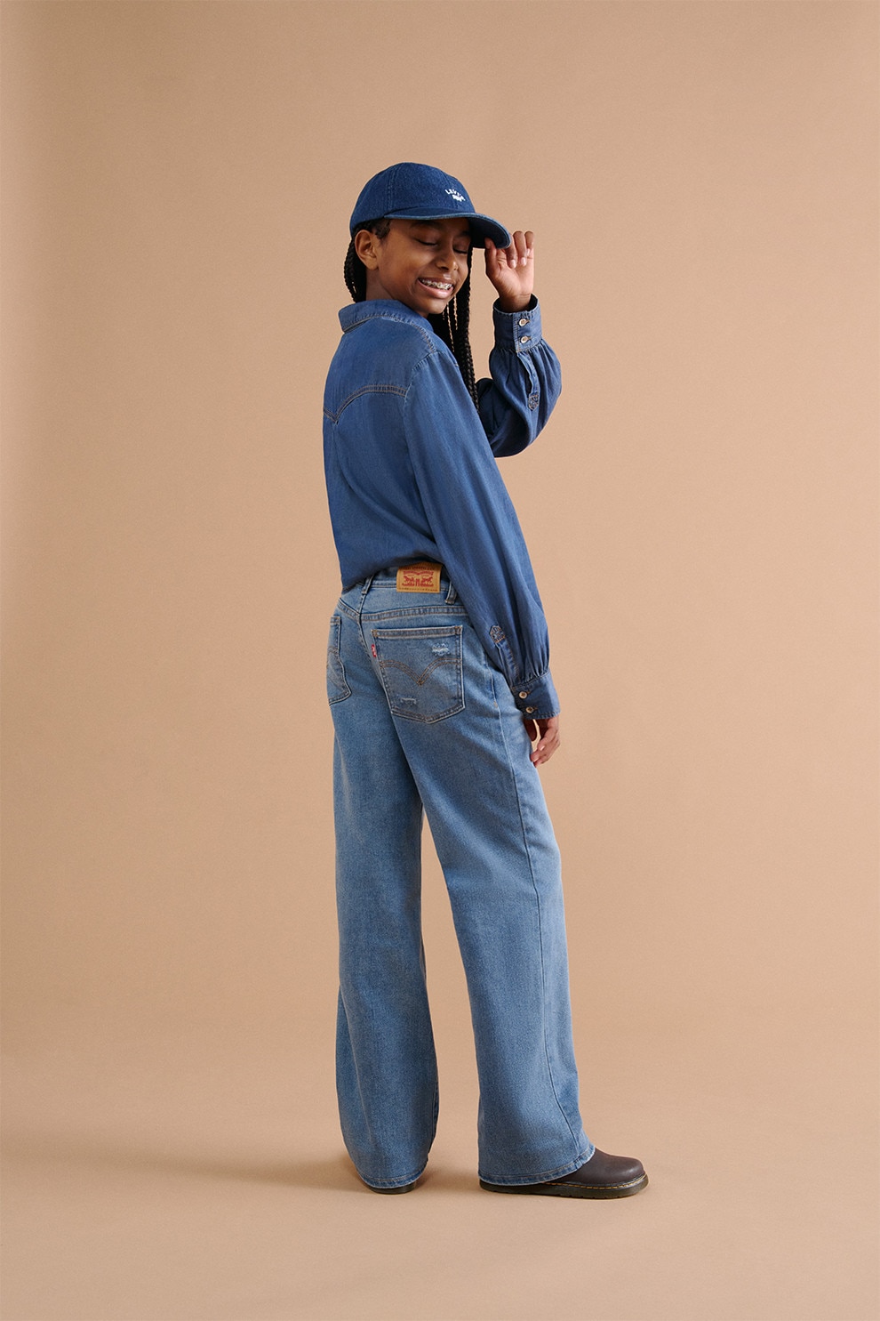 Levi's, Blugi din amestec de bumbac cu croiala ampla, Albastru deschis, 158 CM