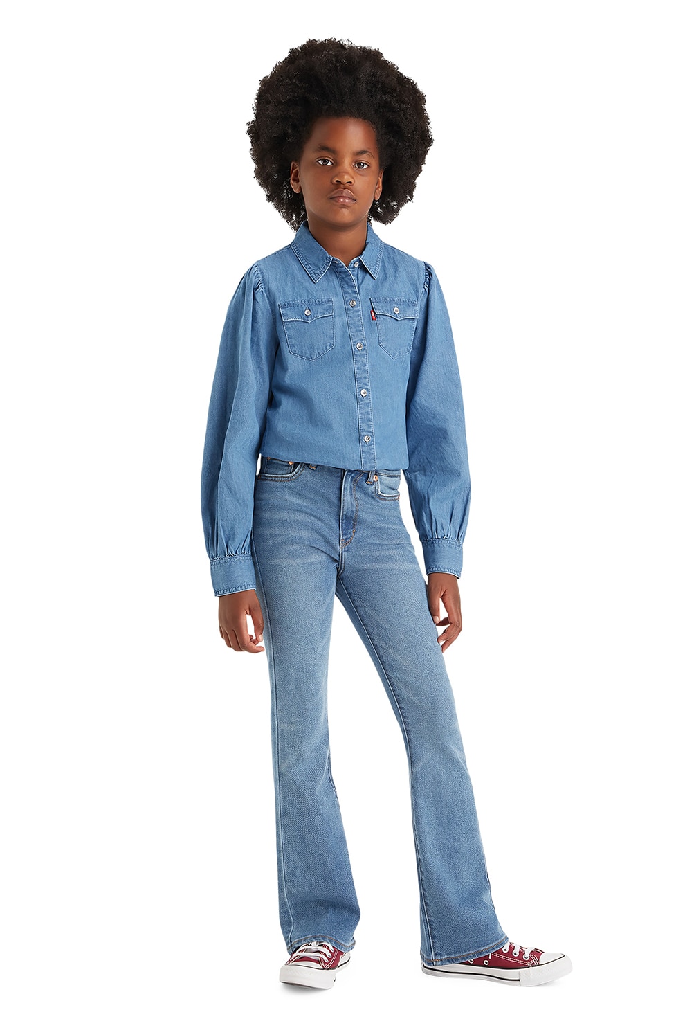 Levi's, Blugi evazati cu aspect decolorat 726, Albastru prafuit, 158 CM