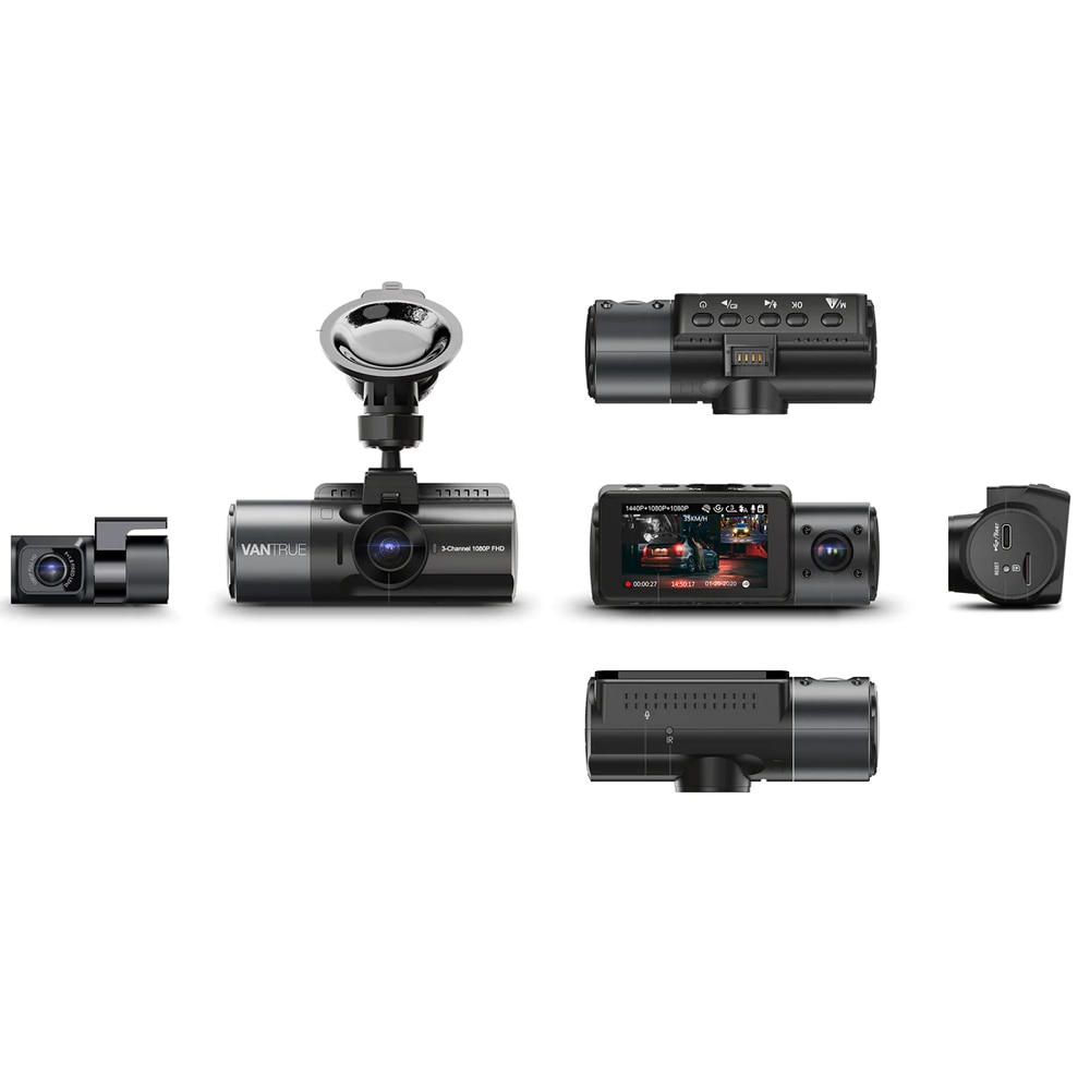 Camera auto tripla Vantrue N4 fata-spate-interior, 2.5K + 2.5K +