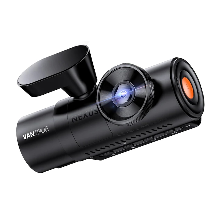 Видеорегистратор Vantrue N4 Pro, Троен, Предна-задна-вътрешна камера, WiFi 5GHz 4K + 1080P + 1080P HDR, Гласово управление, Night Vision, Екран 2.45", GPS, G-сензор и мониторинг при паркиране