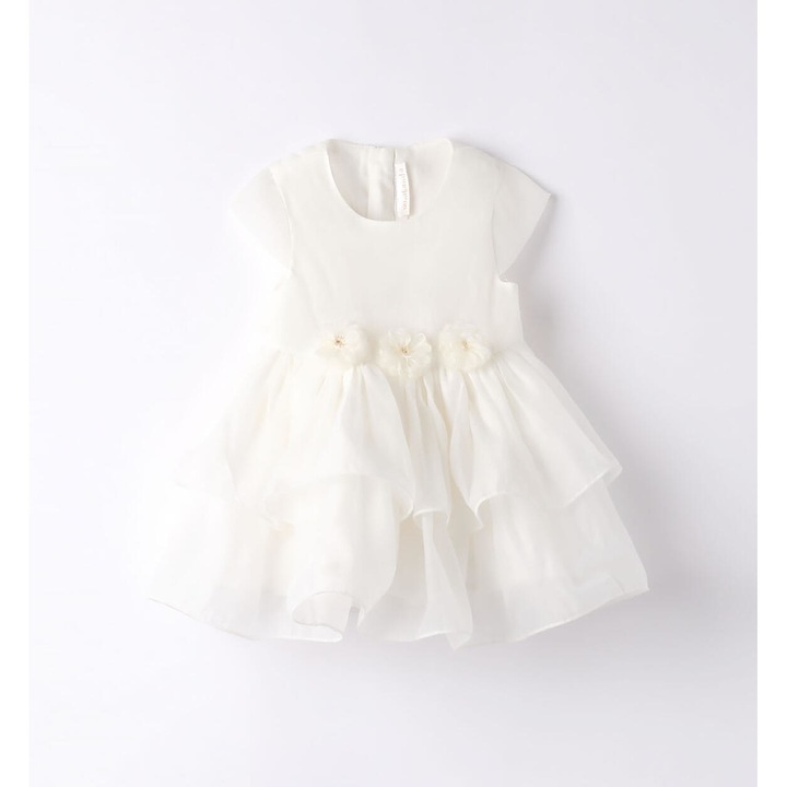 Елегантна рокля с тюл за момиченца, Мини лента, 3.7746TI23, Бял