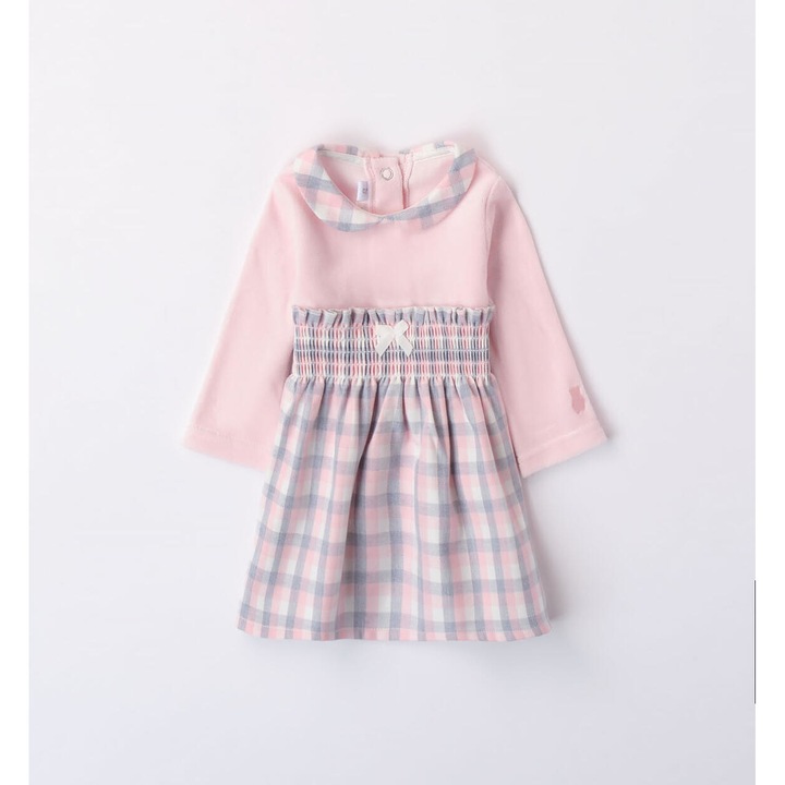 Двуцветна рокля за момиченца Minibanda 3.7742TI23, Бял/Розово/Сив