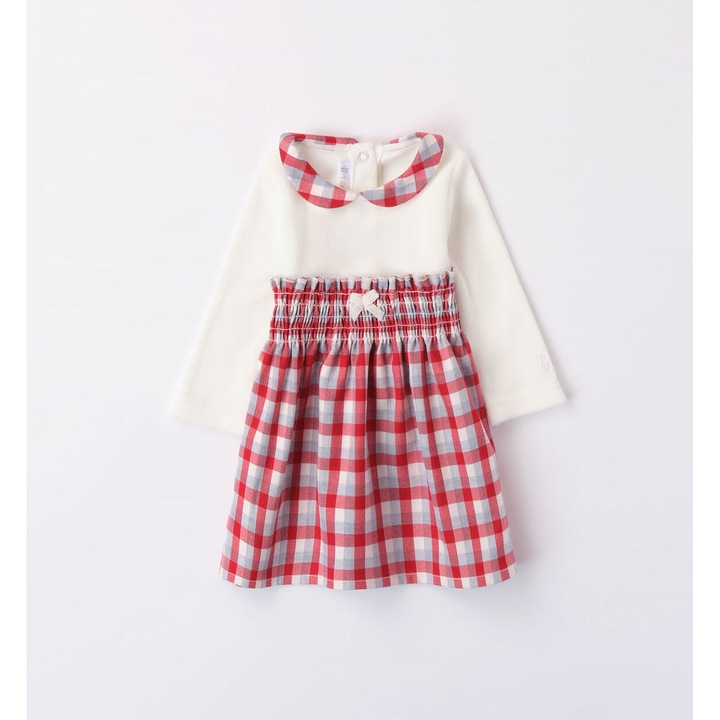 Двуцветна рокля за момиченца Minibanda 3.7742TI23, Червен/Бял/Сив