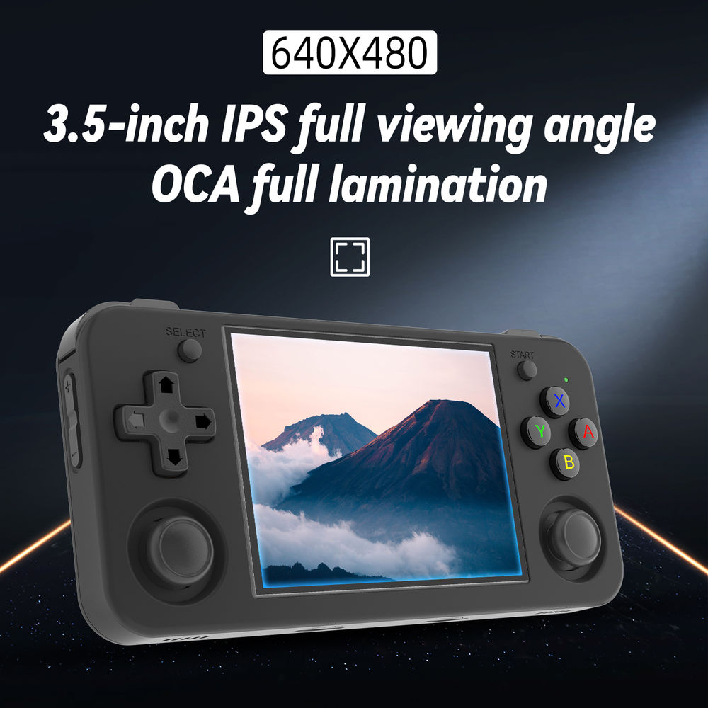 Consola portabila retro ANBERNIC RG35XX H cu jocuri, Bluvista®, quad core Cortex-A53 1.5GHz, 1GB LPDDR4, IPS LCD 3.5" 640x480, 3300 mAh, WiFi 5, Bluetooth 4.2, Negru