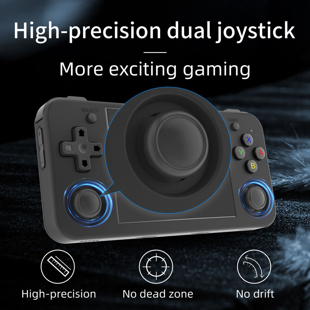 Consola portabila retro ANBERNIC RG35XX H cu jocuri, Bluvista®, quad core Cortex-A53 1.5GHz, 1GB LPDDR4, IPS LCD 3.5" 640x480, 3300 mAh, WiFi 5, Bluetooth 4.2, Negru