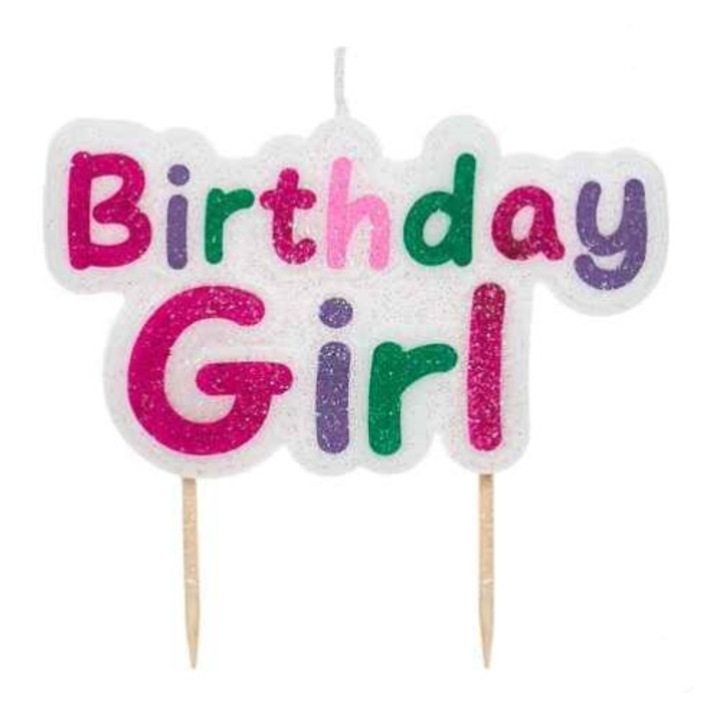 Lumanare Zi de Nastere Birthday Girl Glitter 9x5cm