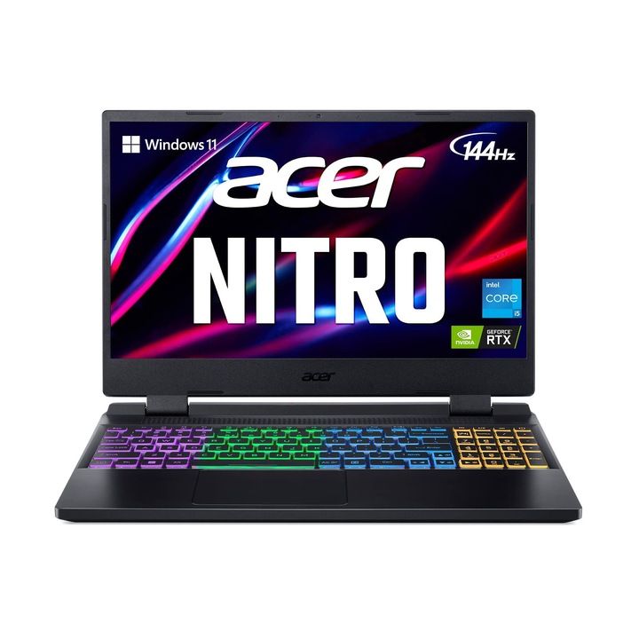 Laptop Acer Nitro 5 AN515-58, 15.6 inch 1920 x 1080, Intel Core i5-12450H 8 C / 12 T, 3.3 GHz - 4.4 GHz, 12 MB cache, 16 GB DDR4, 512 GB SSD, Nvidia Geforce RTX 3050, Free DOS