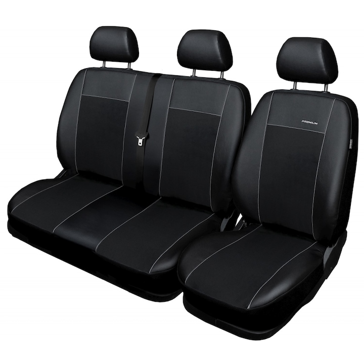 Set huse scaune, Auto Dekor, Pentru Ford Transit Custom 2012-2023, Piele ecologica, Negru