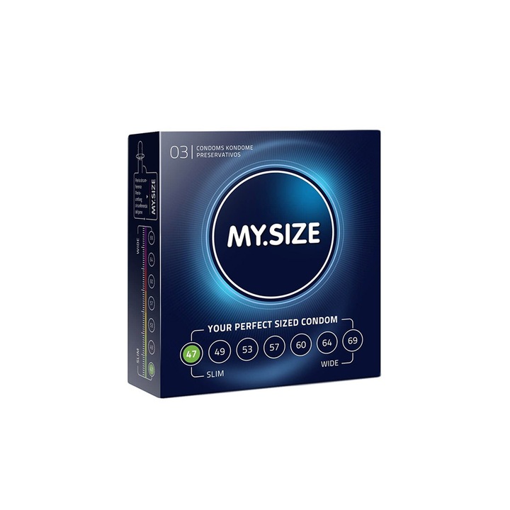 MY.SIZE PRO 47 3 db-os óvszer készlet, kerülete 9,5-10 cm